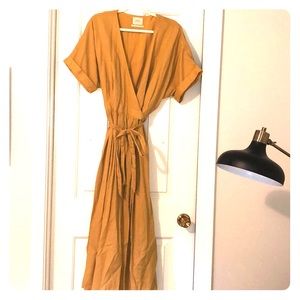 Urban Outfitters yellow midi wrap dress